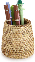 BTSKY Rattan Pen Cup, Handmade Desk Pencil Holders Makeup Brush Holder by BTSKY