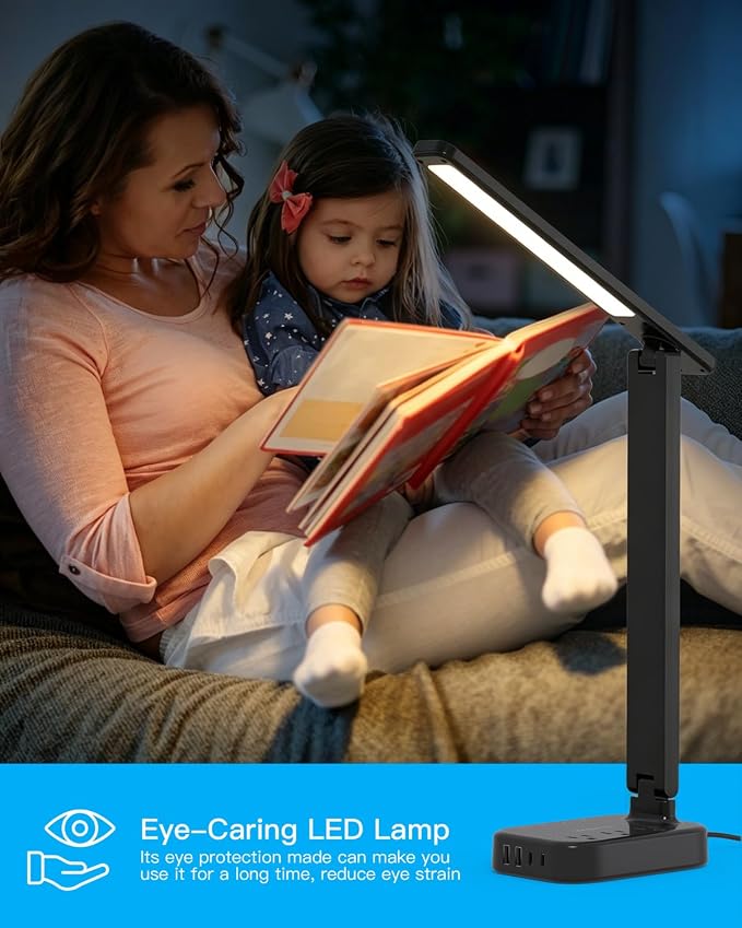 One Beat Small LED Desk Lamp Power Strip 10ft Extension Cord, 3 Outlets 4 USB - Image 6