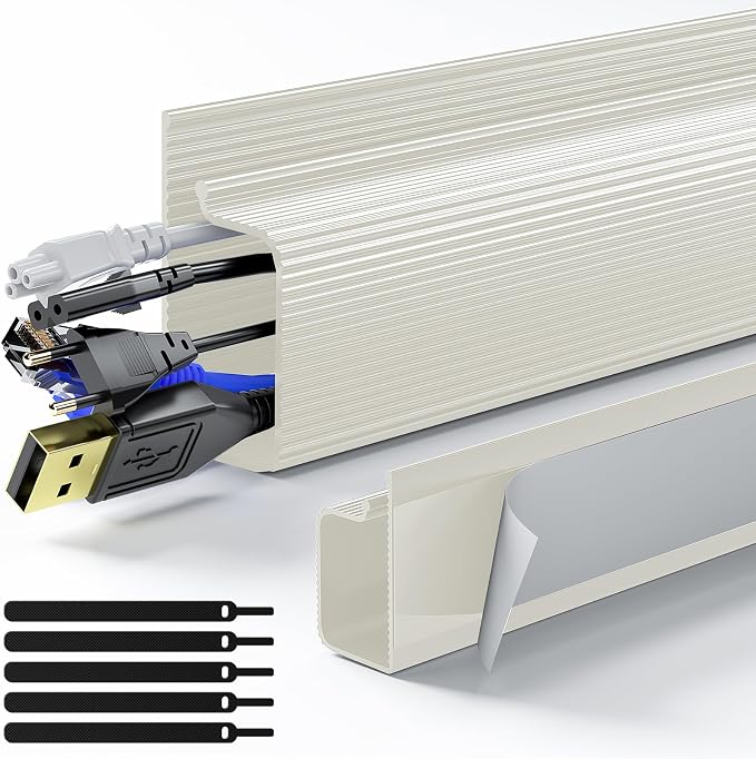 Delamu 2 Pack Under Desk Cable Management, Safe Tidy Cable Management Under by DELAMU