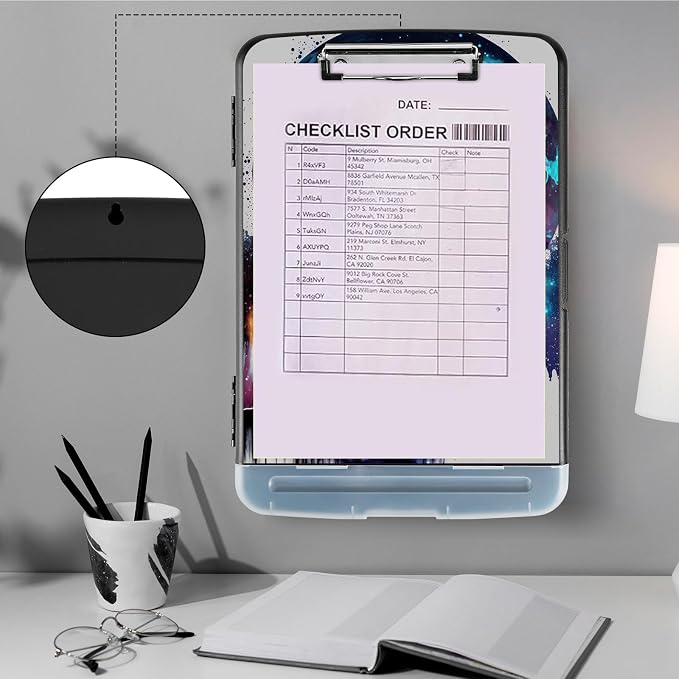 Clipboard with Storage, Heavy Duty Plastic Storage Clipboard with Low Profile - Image 4