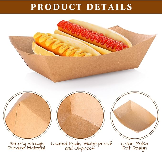 Sherr 500 Pcs 5 lb Kraft Paper Food Trays Boats Bulk, Disposable Nacho Kraft - Image 3