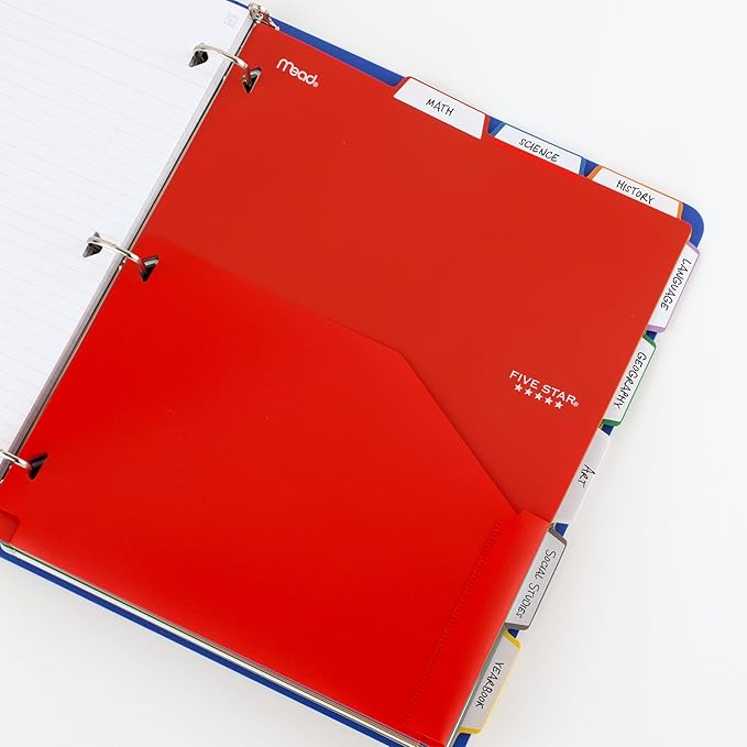 Five Star 8-Tab Binder Pocket Dividers, Plastic Tabbed Divider - Image 4