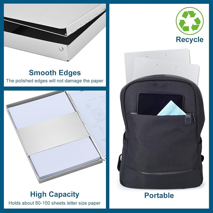ZCZN Aluminum Clipboard with Storage and Clip Recycled, Clipboard Folder - Image 5