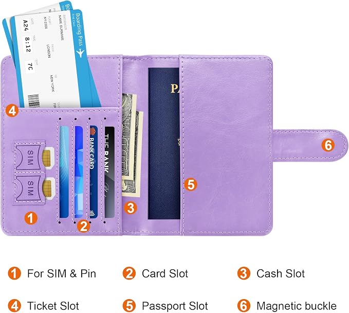 Eoehro Passport Holder for Travel Essentials, Passport Wallet Cover Case for - Image 3