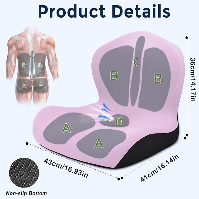 Seat Cushion for Office Chair and Car, L-Shaped Ergonomic Car Seat Cushions - Image 2