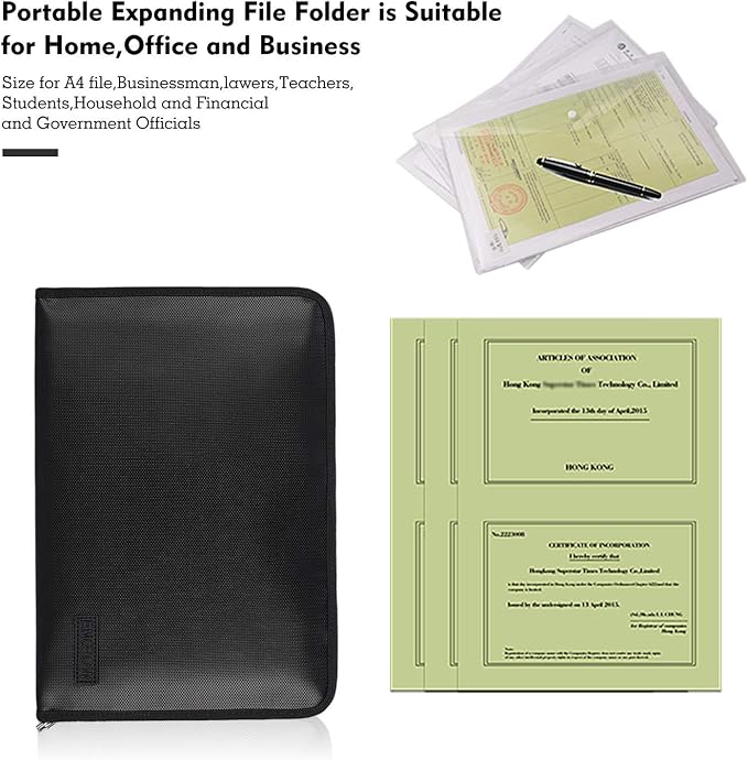 ENGPOW Fireproof File Folder Fireproof Fire and Water Resistant Money Document - Image 4