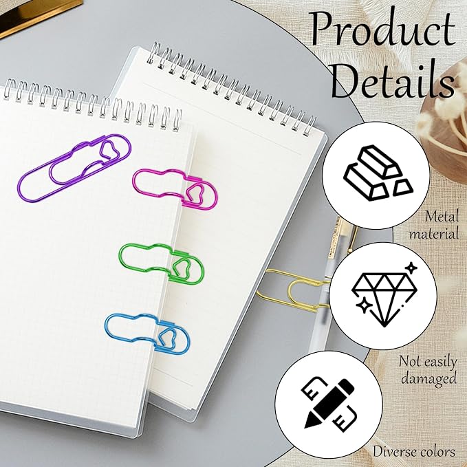 HINGTAI 20Pcs Colorful Metal Pen Clips, Paper Clip Pen Holder Supplies Cute - Image 3