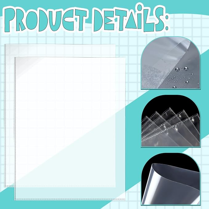 VOKOY 100 Pack No Holes Sheet Protectors, 8.5" x 11", Letter Size Heavy Duty - Image 3