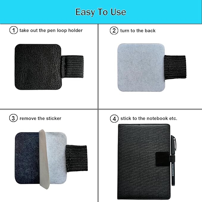 16PCS Notebook Pen Loop Holder, Self Adhesive Leather Pen Holder - Image 5