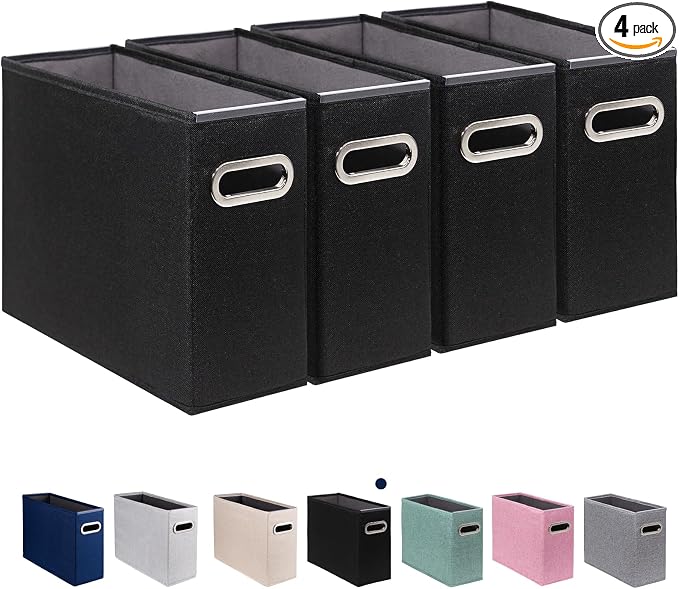 4 Pack Letter Size File Storage Box Collapsible, Fabric Hanging File Folders by ComfortKeeper