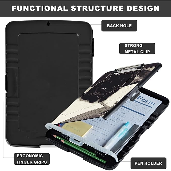 Clipboard with Storage, Heavy Duty Plastic Storage Clipboard with Low Profile - Image 6