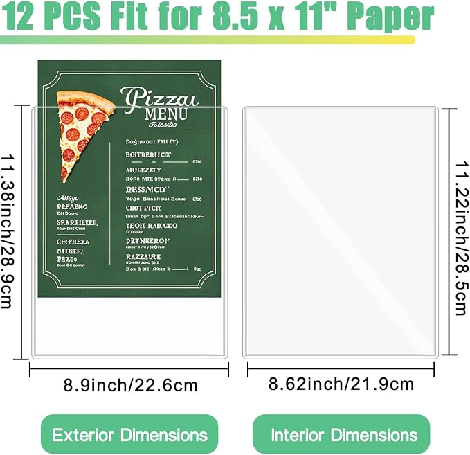 12-Pack 8.5" x 11" Rigid Print Protectors, Transparent Hard Plastic Page Sheet - Image 2