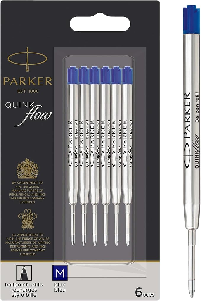Parker Authentic QUINKflow Ballpoint Pen Refills, Medium Point Blue Ink by Unknown