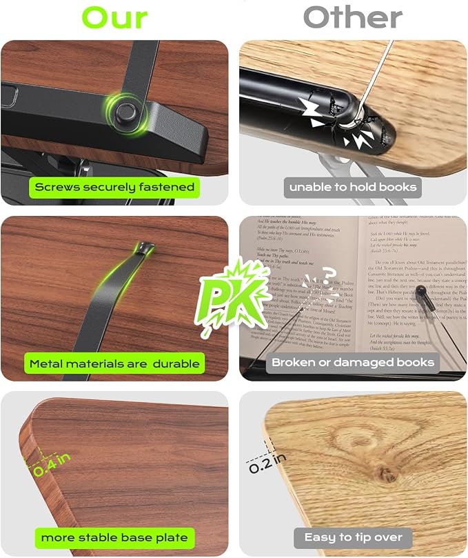 Book Stand for Reading, Adjustable Book Holder, 360° Rotating Bases - Image 2