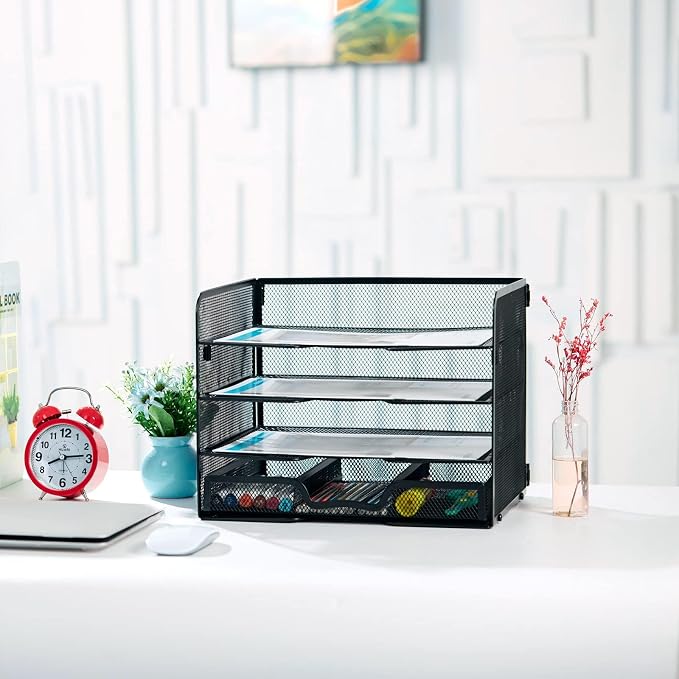 SETTFRFE 4-Tier Metal Desk Organizer-Paper Letter Tray - Image 3