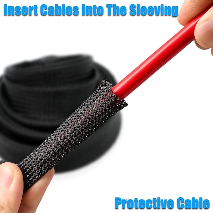 25ft PET Expandable Braided Cable Sleeve 5/8inch Pet Braided Cable Sleeve - Image 4
