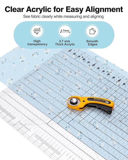 Quilting Rulers 17-3/4in x 22in, Slotted Quilting Ruler - Image 6