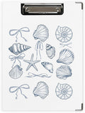 Blue Preppy Beach Seashell Clipboard, Coquette Bow Coastal Beach Clipboard by Unknown
