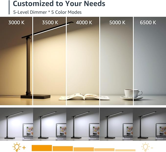 Lepro LED Desk Lamp for Home Office, 9.5W 750LM Metal Touch Control Desk Light - Image 2