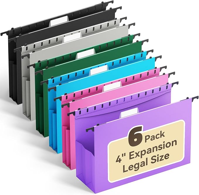 Ansook Legal Size Hanging File Folders Extra Capacity, Expandable 4" Legal Size by Ansook