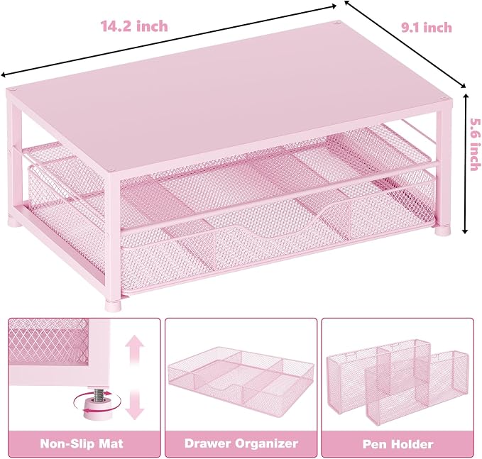 OPNICE Desk Organizers and Accessories, 2-Tier Computer Monitor Stand Riser - Image 3