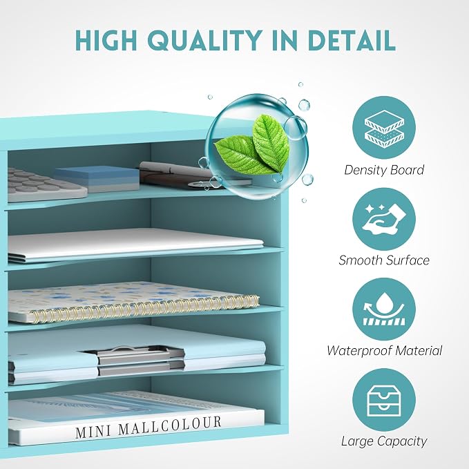 SUPEASY Wood Desk Organizer, 5 Tier Paper File Organizer - Image 5