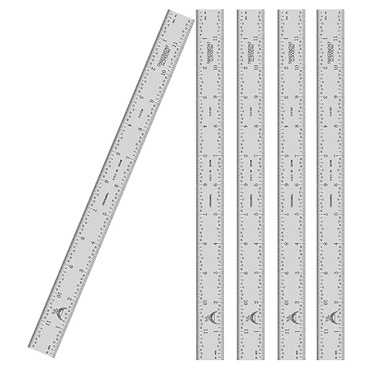 PEC Tools 12 Inch Rigid Steel Ruler, Machinist Metal Ruler Scale by PECTools