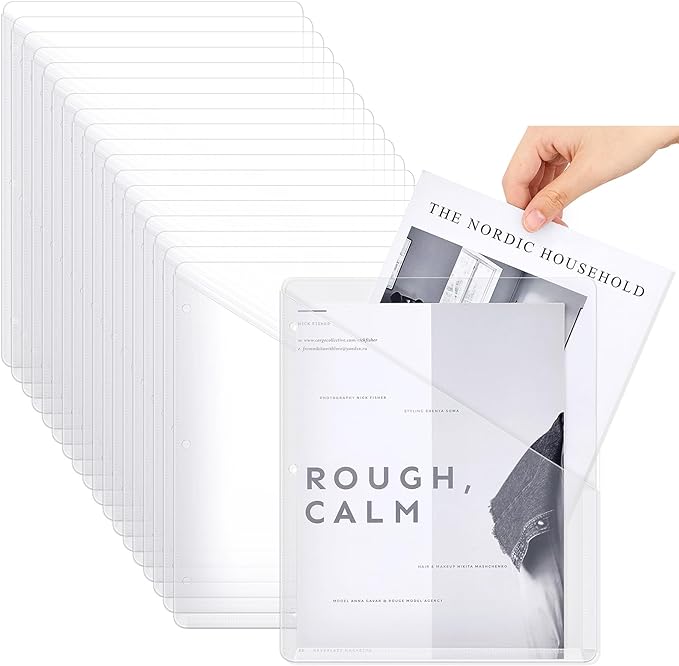 Seajan 48 Pcs Pocket Folders for 3 Ring Binder Clear Plastic Folders Sleeves by Seajan