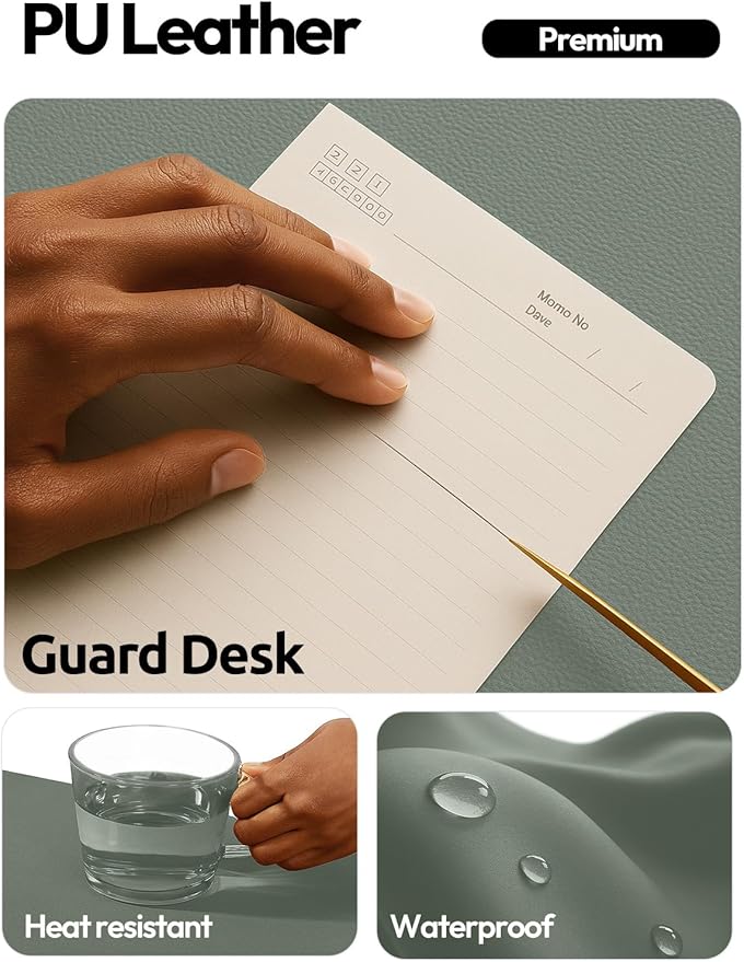 YSAGi Leather Desk Protector, Office Mat, Large Mouse Mat, Non-Slip PU Leather - Image 3