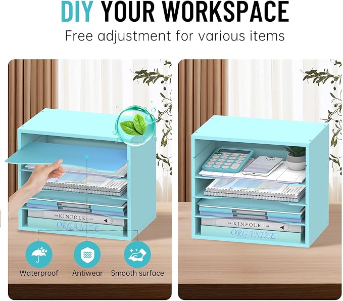 5-Tier Wood Desk Organizer, Paper Tray Organizer - Image 4