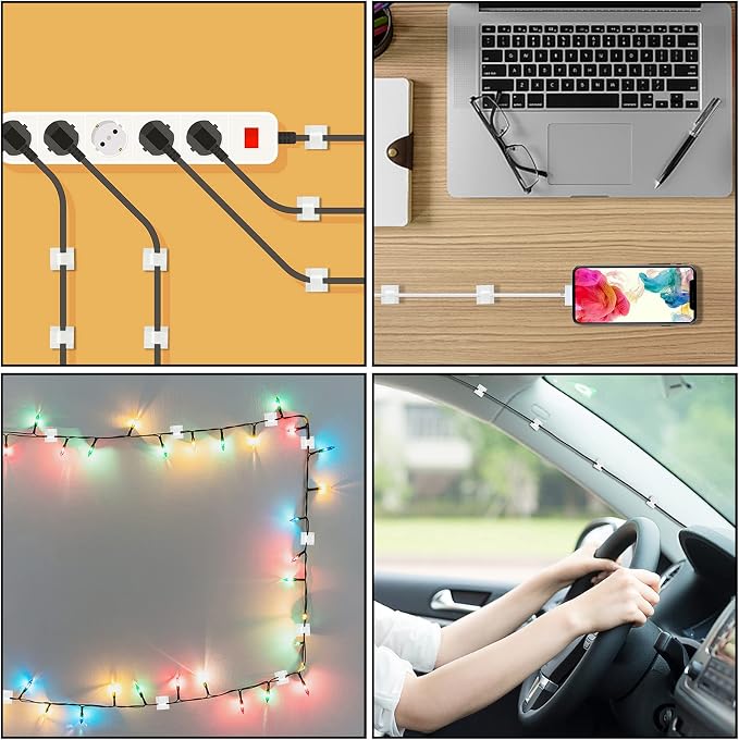 65 Pcs Cable Clips, Adhesive Cable Organizer Cord Holder Wire Clip Wire - Image 6