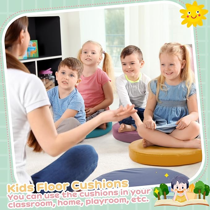 Juexica 8 Pcs Extra Thick Flexible Seating Floor Cushions Assorted Colored - Image 4