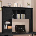 Large Desktop Bookshelf with Sliding Barn Door, 47.2''W Desk Shelf Display Rack by Homiflex