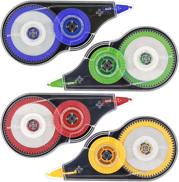 4 Pcs Colorful Correction Tape, 39.4 Ft White Wrong Out Tear-Resistant Bulk by JEFURE