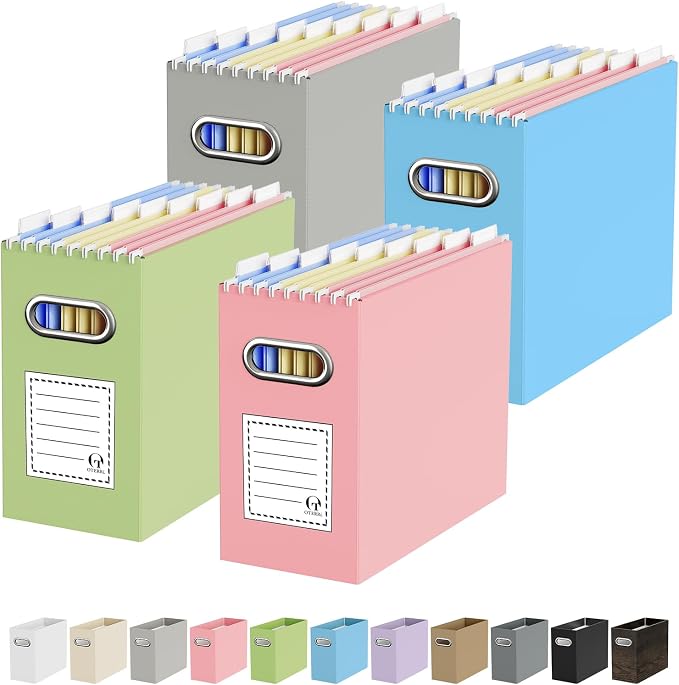 Oterri File Organizer Box, Portable Collapsible Cardboard File Folder Organizer by Oterri