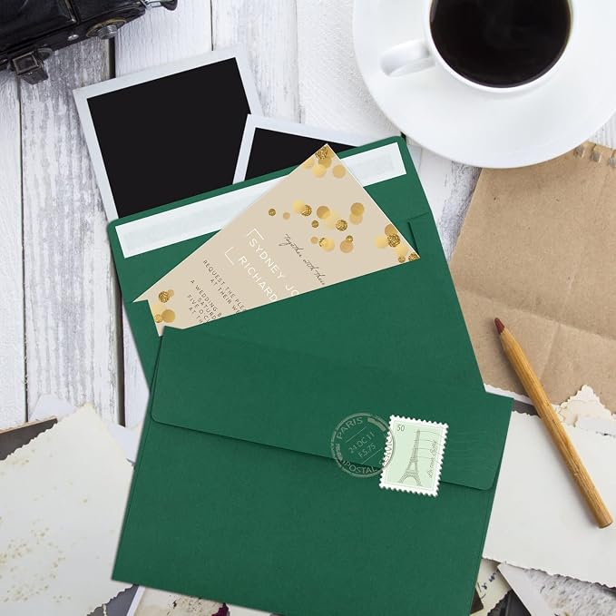 70 Packs of Invitation Envelopes, A2 Dark Green Postcard Envelopes - Image 7