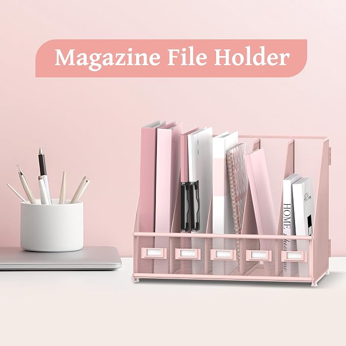 SUPEASY Desk Organizers Metal Desk Magazine File Holder - Image 2