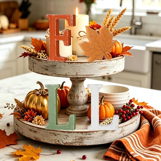 Fall Thanksgiving Decorations for Home, Retro Autumn Harvest Signs for Mantel - Image 4