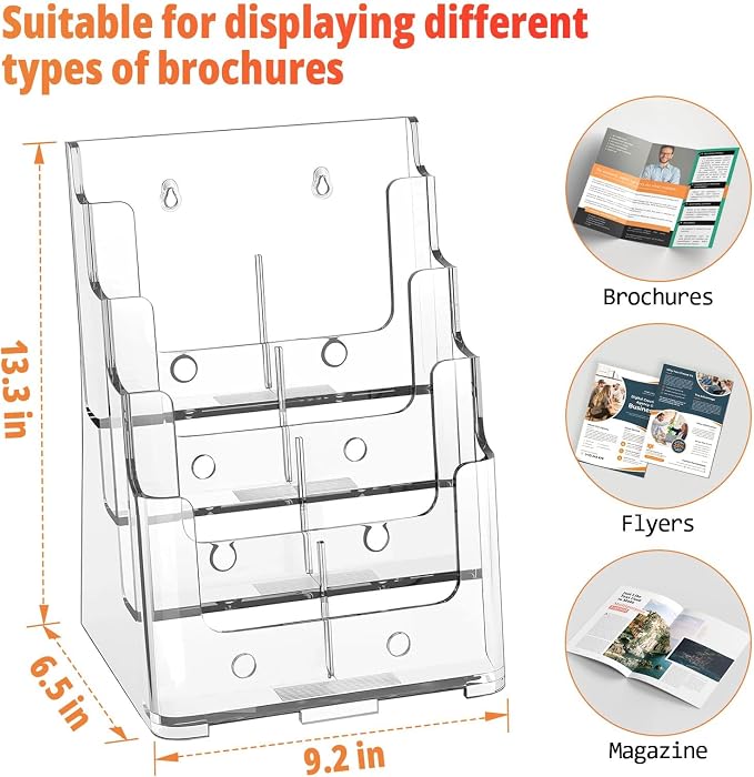 FUCDTEFC 2 Pack Acrylic Brochure Holder 8.5x11 & 4 x9 Inches, Literature - Image 2