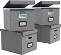 File Organizer Box with Lid, Collapsible File Folder Organizer by Huolewa
