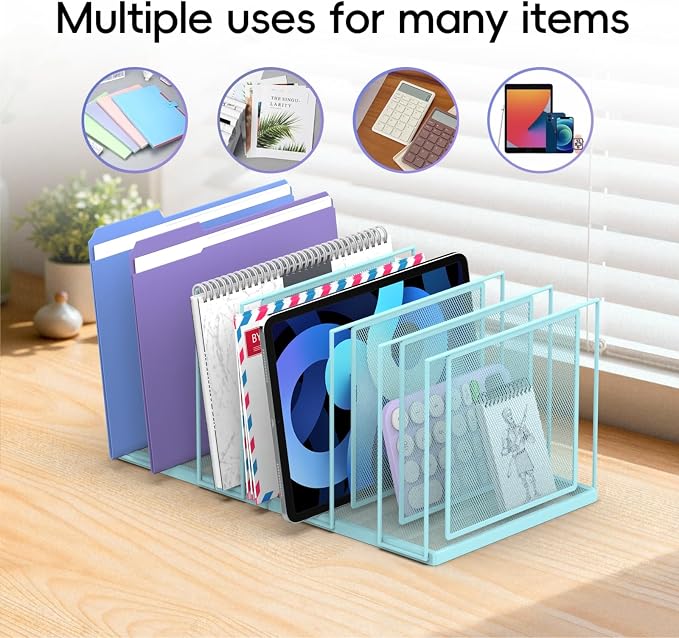 File Organizer for Desk, 7-Section Vertical File Sorter, Paper Holder Organizer - Image 4