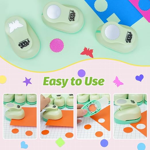 UCEC 6 PCS Craft Hole Punch 1 Inch Paper Puncher, Hole Punch Shapes Crafting - Image 3