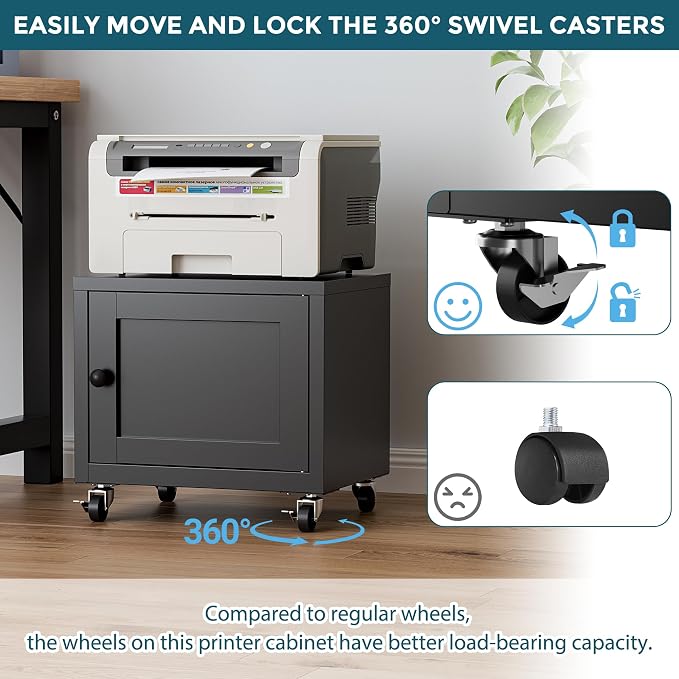 Small Printer Stand with Storage, Home Office Printer Table - Image 7