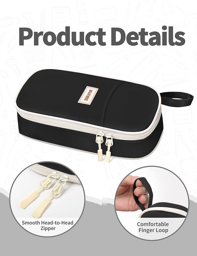 SUNEE Cute Pencil Case, Aesthetic Pen Pouch, Colored Large Pencil Bag - Image 3