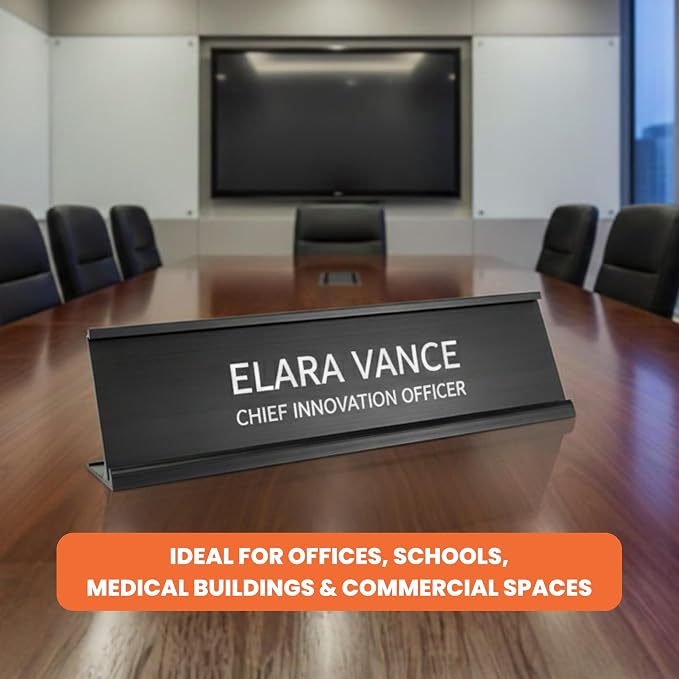 2" x 10" Aluminum Office Desk Nameplate Sign Holder 1 Pack - Image 4