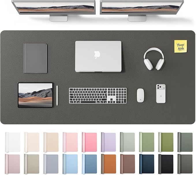 YSAGi Leather Desk Pad Protector, Office Desk Mat, Large Mouse Pad, Non-Slip PU by YSAGi