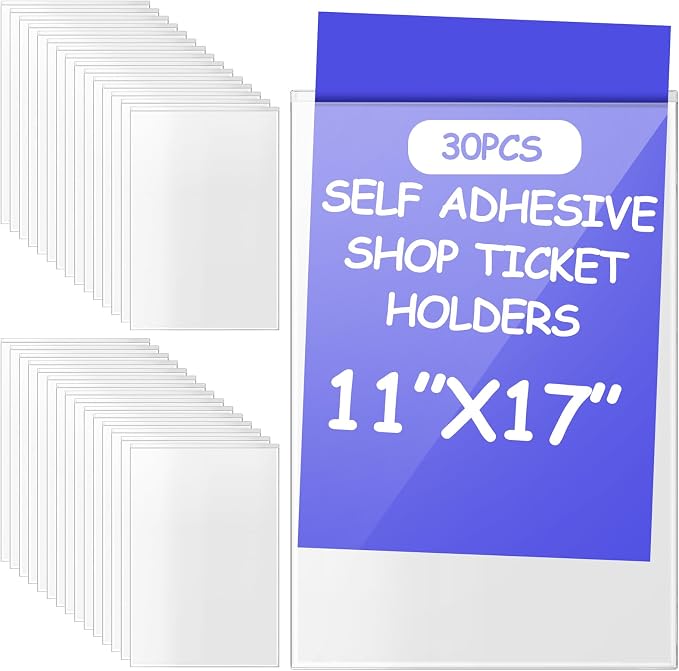 Outus 30 Pcs Self Adhesive Shop Ticket Holders Clear Plastic Sleeves Adhesive by Outus