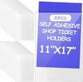 Outus 30 Pcs Self Adhesive Shop Ticket Holders Clear Plastic Sleeves Adhesive by Outus