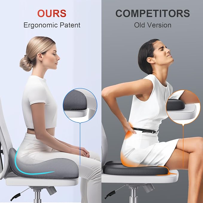 Benazcap X-Large Cooling Memory Foam Seat Cushion, Sciatica Pain Relief | Cool - Image 3