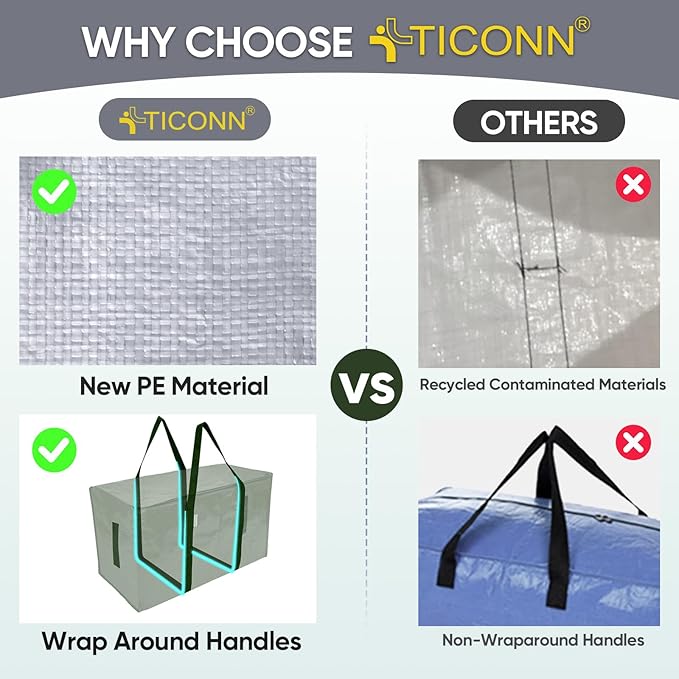 TICONN 6 Pack Extra Large Moving Bags Heavy Duty - Image 4